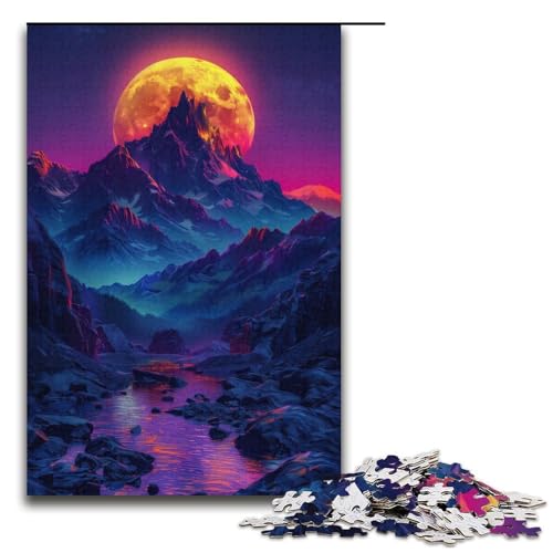 1000-teiliges Puzzle „Bunte Berge bei Nacht“, Puzzle für Pappe, tolles Geschenk für Erwachsene (Größe 38 x 26 cm) von WGLINGX