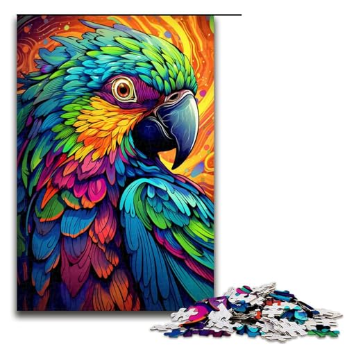 1000-teiliges Puzzle „Bunter Papagei“ für Erwachsene, Holzpuzzle, anspruchsvolles Spiel (Größe 50 x 75 cm) von WGLINGX