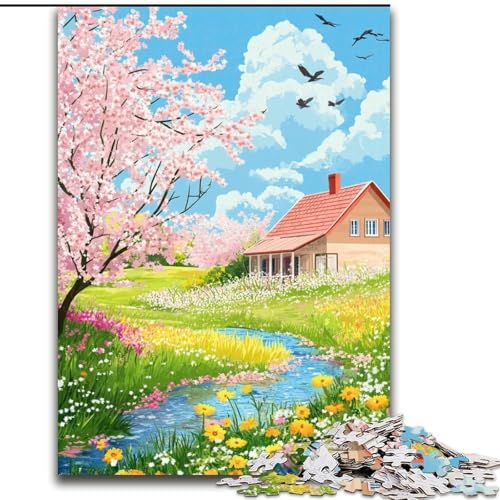 1000-teiliges Puzzle „Charmantes Cottage-Puzzle“, 1000 Teile, Heimdekoration, Familienspaß, ab 14 Jahren (Größe 26x38cm) von WGLINGX
