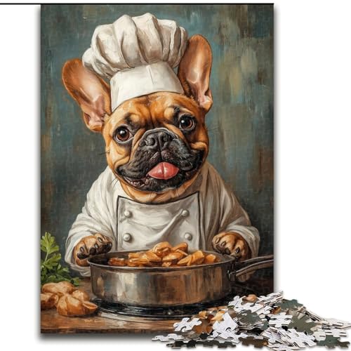 1000-teiliges Puzzle „Chef Bulldog“, 1000-teiliges Puzzle, Heimdekoration, Familienspaß, ab 14 Jahren (Größe 26x38cm) von WGLINGX