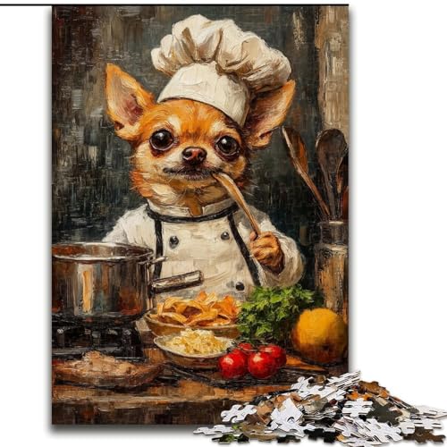 1000-teiliges Puzzle „Chihuahua-Kochpuzzle“, 1000-teiliges Puzzle, Heimdekoration, Familienspaß, ab 14 Jahren (Größe 50x75cm) von WGLINGX