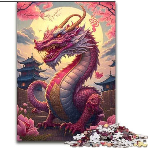 1000-teiliges Puzzle „Chinesischer Drache“, Holzpuzzle, anspruchsvolles Denkspiel für Teenager, perfekt als Heimdekoration oder Geschenk (Größe 50x75cm) von WGLINGX