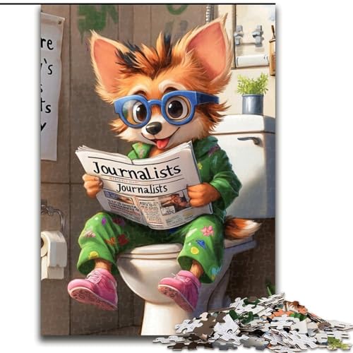 1000-teiliges Puzzle „Corgi Go Toilet“, Puzzle für 1000 Teile, ideal für Familien- und Familienspaß Feiertage, Geburtstage (Größe 26x38cm) von WGLINGX