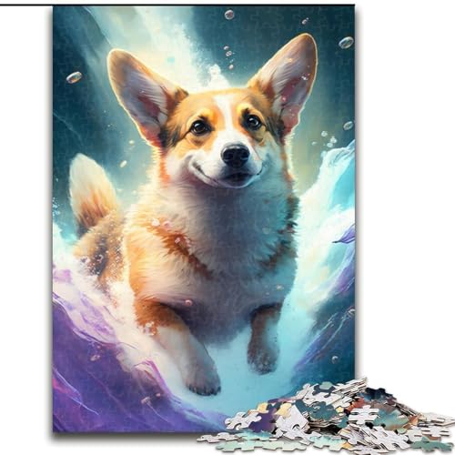 1000-teiliges Puzzle „Corgi-Hund malen“, 1000 Teile, Familieninteraktion und Gehirntraining, Familienaktivitäts-Herausforderung (Größe 50x75cm) von WGLINGX