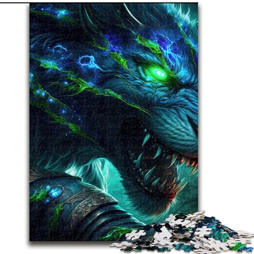 1000-teiliges Puzzle „Cosmic Warrior Wolf“, Holzpuzzle für Teenager, Familien-Lernspiele, Heimdekoration, Geschenk (Größe 50x75cm) von WGLINGX