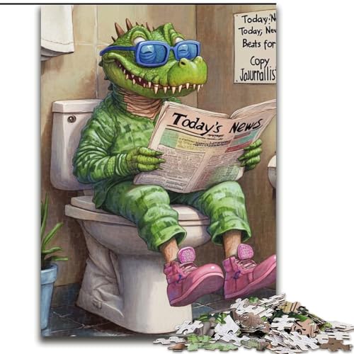 1000-teiliges Puzzle „Crocodile Go Toilet“, anspruchsvolle Puzzles, entwickelt Hand-Auge-Koordinationsfähigkeiten, (Größe 50x75cm) von WGLINGX