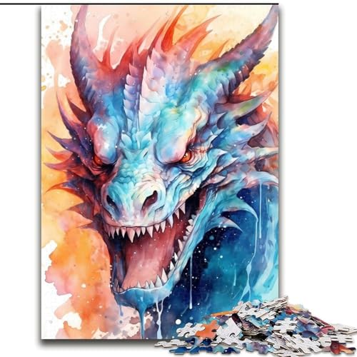 1000-teiliges Puzzle „Drachen-Aquarelle“, 1000 Teile, anspruchsvolles Denkspiel für Teenager und Familien, Größe 50x75cm von WGLINGX