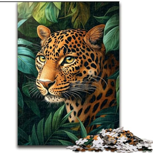1000-teiliges Puzzle „Dschungel-Leopard“, 1000-teiliges Puzzle, Heimdekoration, Familienspaß, ab 14 Jahren (Größe 50x75cm) von WGLINGX