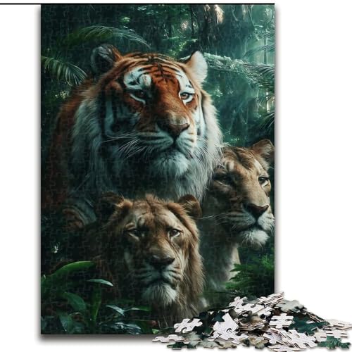 1000-teiliges Puzzle „Dschungeltiger“ für Erwachsene, anspruchsvolles DIY-Denkspiel, interaktives Familienspiel (Größe 26x38cm) von WGLINGX