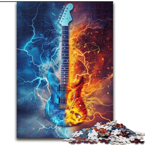 1000-teiliges Puzzle „EIS und Feuer“, Gitarren-Puzzle für Erwachsene, 1000 Teile für Geburtstage, Feiertage und besondere Anlässe (Größe 26x38cm) von WGLINGX