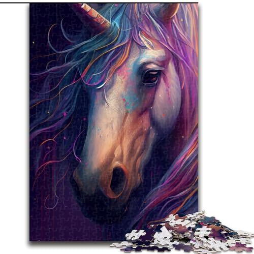 1000-teiliges Puzzle „Einhorn malen“, unmögliches Puzzle für Erwachsene, interaktives Familienspiel, Denksportaufgabe, Geschenk, Lernspielzeug (Größe 50x75cm) von WGLINGX