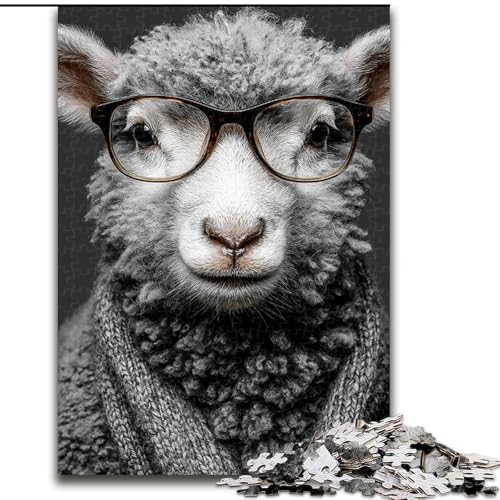 1000-teiliges Puzzle „Esel mit Brille“, 1000-teiliges Puzzle mit interaktivem Familienspiel, Kinder ab 14 Jahren (Größe 50x75cm) von WGLINGX