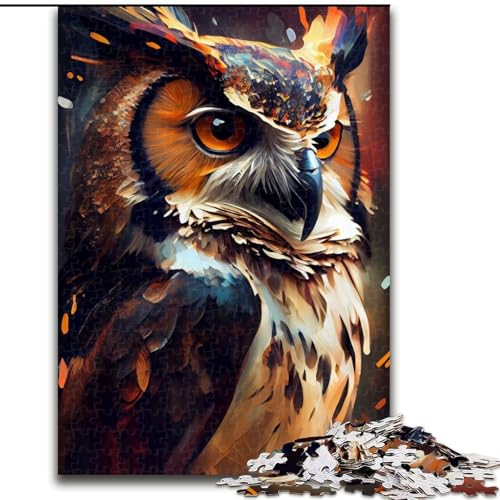 1000-teiliges Puzzle „Eulengemälde“, 1000-teiliges Puzzle mit interaktivem Familienspiel, Kinder ab 14 Jahren, Größe 26x38cm von WGLINGX