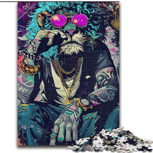 1000-teiliges Puzzle „Fashion Lions“, Holzpuzzle für Teenager, Familien-Lernspiele, Heimdekoration, Geschenk (Größe 50x75cm) von WGLINGX