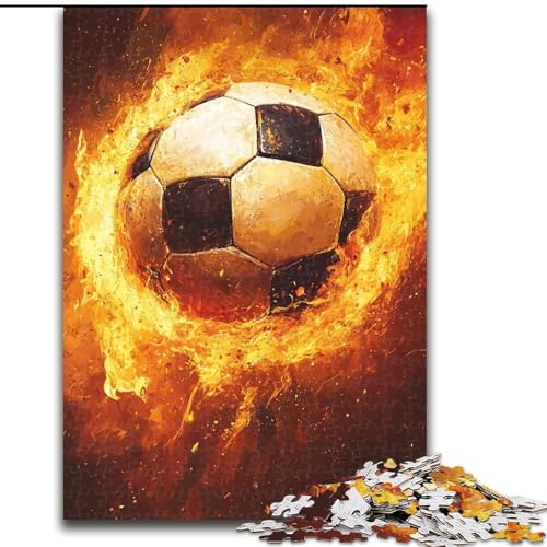 1000-teiliges Puzzle „Flammenfußball“, 1000-teiliges Puzzle, anspruchsvolles Denkspiel, Spieleabend mit der Familie (Größe 26x38cm) von WGLINGX