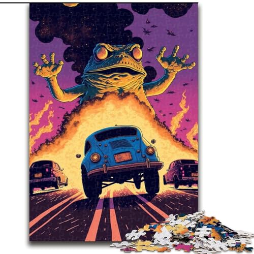 1000-teiliges Puzzle „Froschmonster“, Holzpuzzle für Teenager, Familien-Lernspiele, Heimdekoration, Geschenk (Größe 50x75cm) von WGLINGX