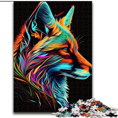 1000-teiliges Puzzle „Fuchs“, Pop-Art-Tier-Puzzle, 1000 Teile, anspruchsvolles Denkspiel für Teenager und Familien, Größe 50x75cm von WGLINGX
