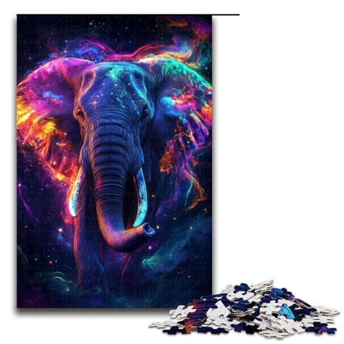 1000-teiliges Puzzle „Galaxie-Elefant“, Puzzle für Erwachsene, Holzpuzzle, Lernspiel (Größe 50 x 75 cm) von WGLINGX