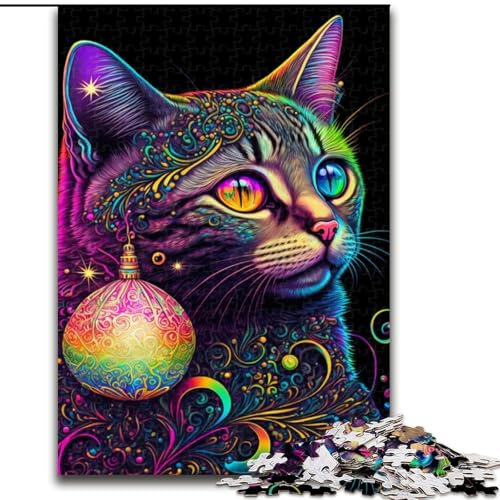 1000-teiliges Puzzle „Galaxie-Kunst-Katze“, Holzpuzzle für Teenager, Familien-Lernspiele, Heimdekoration, Geschenk (Größe 26x38cm) von WGLINGX