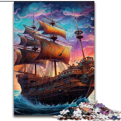 1000-teiliges Puzzle „Galaxie-Piratenschiff“ für Erwachsene, 1000 Teile, Heimdekoration, Familienspaß, ab 14 Jahren (Größe 26x38cm) von WGLINGX