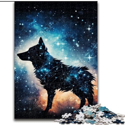 1000-teiliges Puzzle „Galaxy Wolf“, Holzpuzzle, Geburtstage, Weihnachten, Halloween, Thanksgiving, Ostern (Größe 50x75cm) von WGLINGX