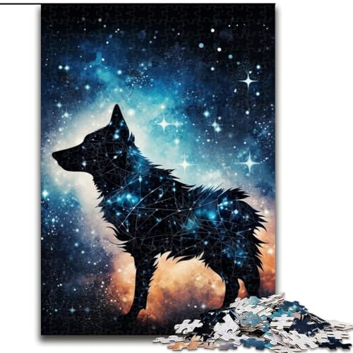 1000-teiliges Puzzle „Galaxy Wolf“ aus Pappe, Geburtstage, Weihnachten, Halloween, Thanksgiving, Ostern (Größe 26x38cm) von WGLINGX