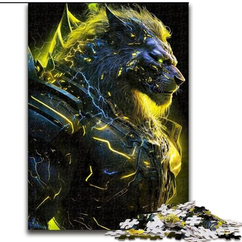 1000-teiliges Puzzle „Gelber Löwe-Krieger“, Papppuzzle, Geburtstage, Weihnachten, Halloween, Thanksgiving, Ostern (Größe 26x38cm) von WGLINGX