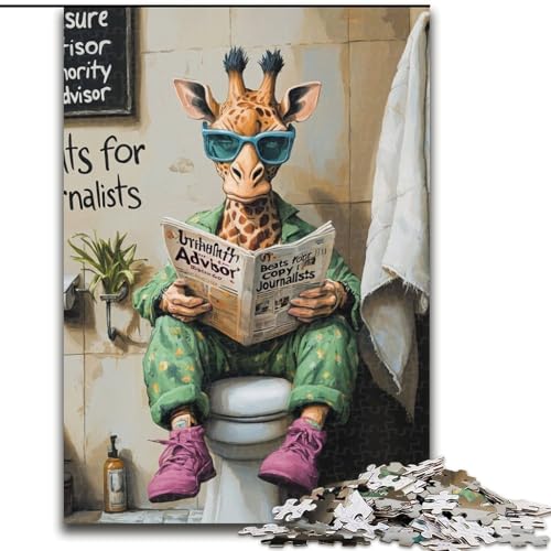 1000-teiliges Puzzle „Giraffe Go Toilet“ für Erwachsene, Familienaktivität, Heimdekorationsgeschenk, Familienspielzeugspiel (Größe 26x38cm) von WGLINGX