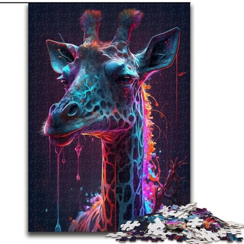 1000-teiliges Puzzle „Giraffe malen“, Puzzle für den Familienspieleabend, herausforderndes und lohnendes visuelles Erlebnis (Größe 50x75cm) von WGLINGX