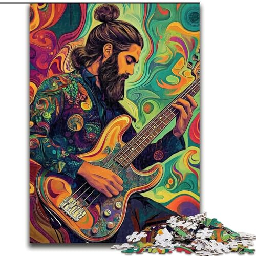 1000-teiliges Puzzle „Gitarre Spielen“, 1000-teiliges Puzzle, Heimdekoration, Familienspaß, ab 14 Jahren (Größe 26x38cm) von WGLINGX