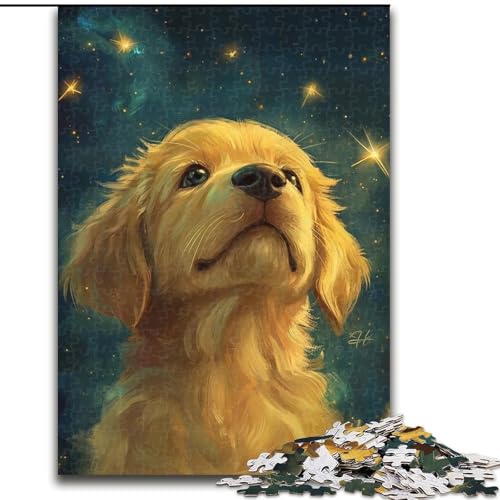 1000-teiliges Puzzle „Golden Retriever Baby“, 1000-teiliges Puzzle, anspruchsvolles Denkspiel, Spieleabend mit der Familie (Größe 26x38cm) von WGLINGX