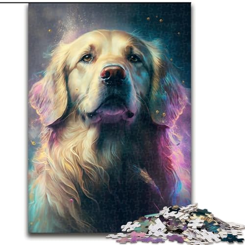 1000-teiliges Puzzle „Golden Retriever-Hund malen“, anspruchsvolles Puzzle, interaktives Familienspiel, Heimdekoration zum Selbermachen, anspruchsvolles Denksportgeschenk (Größe 26x38cm) von WGLINGX