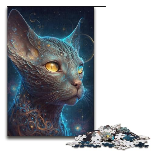 1000-teiliges Puzzle „Haarlose Katze“, Puzzle für Erwachsene, Papppuzzle, tolles Geschenk für Erwachsene (Größe 38 x 26 cm) von WGLINGX