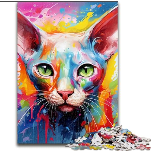 1000-teiliges Puzzle „Haarlose Katze“ für Erwachsene, 1000 Teile, Heimdekoration, Familienspaß, ab 14 Jahren (Größe 26x38cm) von WGLINGX