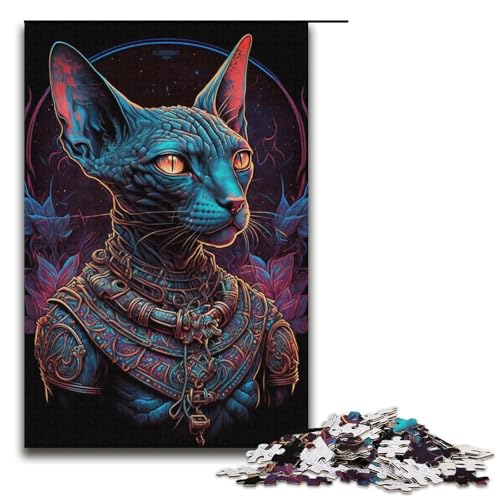 1000-teiliges Puzzle „Haarlose Katze“ für Erwachsene, Kartonpuzzle, Lernspiel (Größe 38 x 26 cm) von WGLINGX
