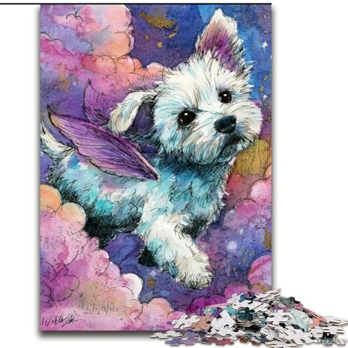 1000-teiliges Puzzle „Happy Dog“, 1000 Teile für Erwachsene, anspruchsvolles Denkspiel für Teenager, perfekt als Heimdekoration oder Geschenk (Größe 50x75cm) von WGLINGX