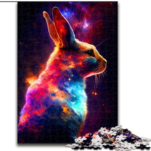 1000-teiliges Puzzle „Hase“, Holzpuzzle für Erwachsene, Kunstwerk-Dekor, Intelligenzspielzeug für Familien-Indoor-Spiele (Größe 26x38cm) von WGLINGX