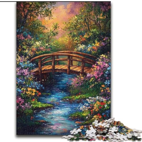 1000-teiliges Puzzle „Herbstliche Holzbrücke“, Puzzle für Erwachsene, 1000-teiliges Wanddekor für Zuhause und Familienspiel als Geschenk (Größe 50x75cm) von WGLINGX
