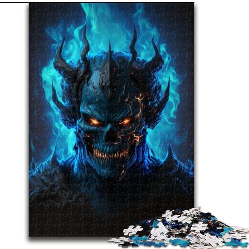 1000-teiliges Puzzle „Höllenflammendämon“, Holzpuzzle für Erwachsene, Kunstwerk-Dekor, Intelligenzspielzeug für Familien-Indoor-Spiele (Größe 50x75cm) von WGLINGX