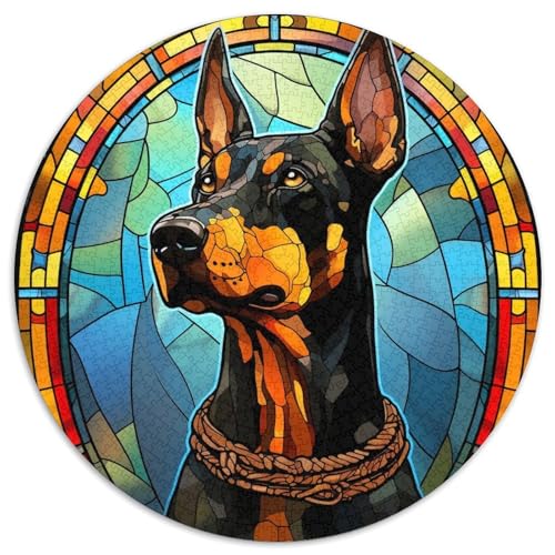 1000-teiliges Puzzle „Hund aus Buntglas“, rundes Puzzle, Denkspiel für Teenager, Spieleabend mit der Familie 67,5 x 67,5 cm 1000-teiliges Puzzle „Hund aus Buntglas“, rundes Puzzle, Denkspiel für Teenager, Spieleabend mit der Familie 67,5 x 67,5 cm von WGLINGX