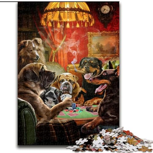 1000-teiliges Puzzle „Hund spielt Poker“, 1000 Teile, anspruchsvolles Denkspiel für Teenager und Familien, Größe 50x75cm von WGLINGX