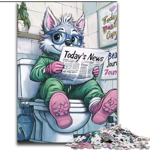 1000-teiliges Puzzle „Husky Go Toilet“, 1000-teiliges Puzzle für Erwachsene, Denkspiel für Teenager, Familienspieleabend (Größe 26x38cm) von WGLINGX