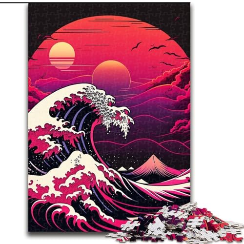 1000-teiliges Puzzle „Japanische Wellen“ für Erwachsene, 1000-teiliges interaktives Familienspiel, DIY-Heimdekoration, Gehirn-Herausforderungsgeschenk (Größe 26x38cm) von WGLINGX