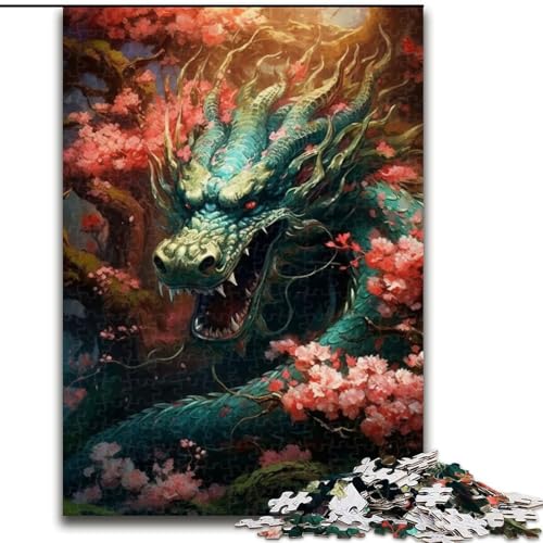 1000-teiliges Puzzle „Japanischer Drache Kirsche“, 1000 Teile, anspruchsvolles Denkspiel für Teenager und Familien, Größe 50x75cm von WGLINGX