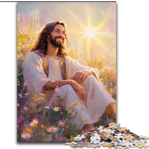 1000-teiliges Puzzle „Jesus“-Puzzle, 1000 Teile, anspruchsvolles Denkspiel, Spieleabend mit der Familie (Größe 50x75cm) von WGLINGX