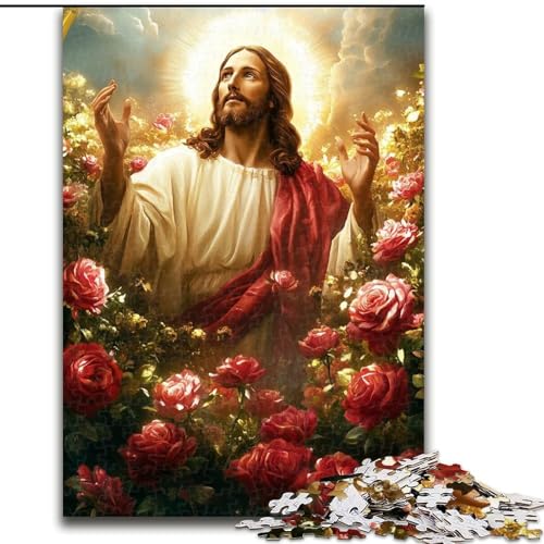 1000-teiliges Puzzle „Jesus im Garten“, 1000-teiliges Puzzle, anspruchsvolles Denkspiel, Spieleabend mit der Familie (Größe 26x38cm) von WGLINGX