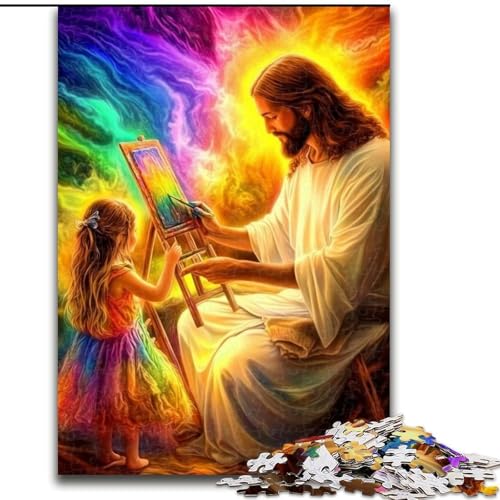 1000-teiliges Puzzle „Jesus und das kleine Mädchen“, 1000 Teile für Erwachsene, anspruchsvolles Denkspiel für Teenager, Spaß für die ganze Familie, DIY-Geschenk zur Heimdekoration (Größe 26x38cm) von WGLINGX