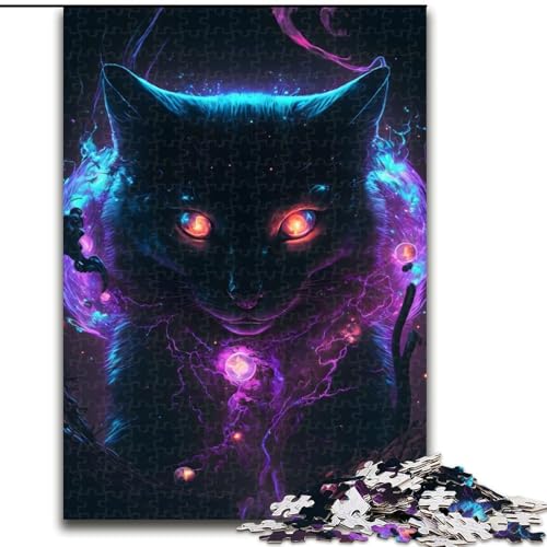 1000-teiliges Puzzle „Katze“, Holzpuzzle für Erwachsene, Kunstwerk-Dekor, Intelligenzspielzeug für Familien-Indoor-Spiele (Größe 26x38cm) von WGLINGX