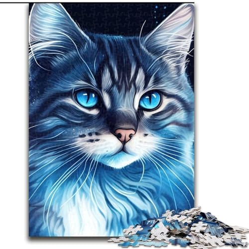 1000-teiliges Puzzle „Katze im Pop-Art-Stil“ mit Tiergesichtern, Papppuzzle, ideal für Büro, Schlafzimmer, Wohnzimmerdekoration, Größe 26x38cm von WGLINGX