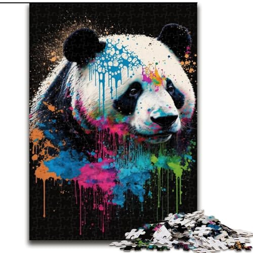 1000-teiliges Puzzle „Kirschblüte und Panda“, Holzpuzzle für Teenager, Familien-Lernspiele, Heimdekoration, Geschenk (Größe 26x38cm) von WGLINGX